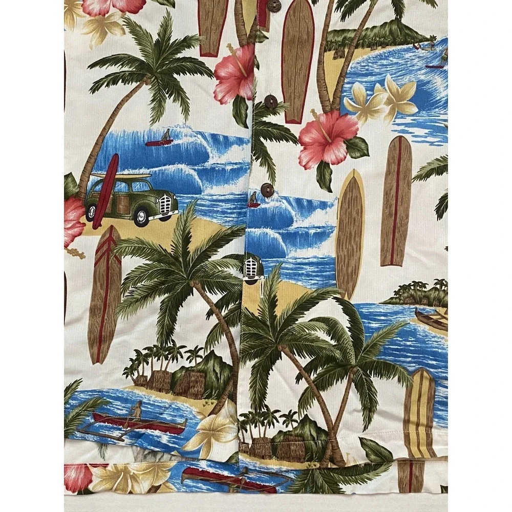 Vtg Eddie D Mens Hawaiian Shir 3XB Short Sleeve 100% Rayon Coconut Shell Buttons